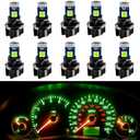 WLJH 10 Pack Green Canbus T5 Led Bulb 2721 37 74 Wedge Lamp PC74 Twist Sockets Dash Dashboard Lights Instrument Panel Cluster Leds Replacement