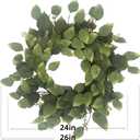 26" Green Hibiscus & Eucalyptus Leaf Wreath for Front Door - Large Artificial Greenery Outdoor Wreath for Porch, Window, Farmhouse, Home, Holiday, Hanging Decor - Spring, Summer, Fall, All Seasons