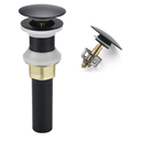 Bathroom Sink Drain,Drain Stopper Bathroom Sink Without Overflow,Pop Up Drain Assembly with Detachable Strainer Basket,Built-in Anti-Clogging Strainer,Stainless Steel Mattle Black