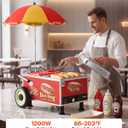 VEVOR Hot Dog Steamer Cart, 1200W Electric Stainless Steel Hot Dog Steam Machine, 86-203F Temp Adjustable, Portable Cart with Eye-Catching Umbrella & Wheels, for Bakeries, Food Stands, Parties