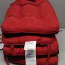 Downluxe Indoor Chair Cushions for Dining Chairs, Tufted Overstuffed Textured Kitchen Chair Pads with Ties and Non-Slip Backing, 15.5" x 15.5" x 4", Red, 4 Pack