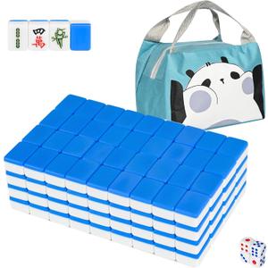 Traditional Mini Chinese Mahjong Game Set 144 Tiles, with Portable Handbag, Tile Size - 2.4 * 1.5 * 1.1 cm (1.0 * 0.6 * 0.5 inches)()