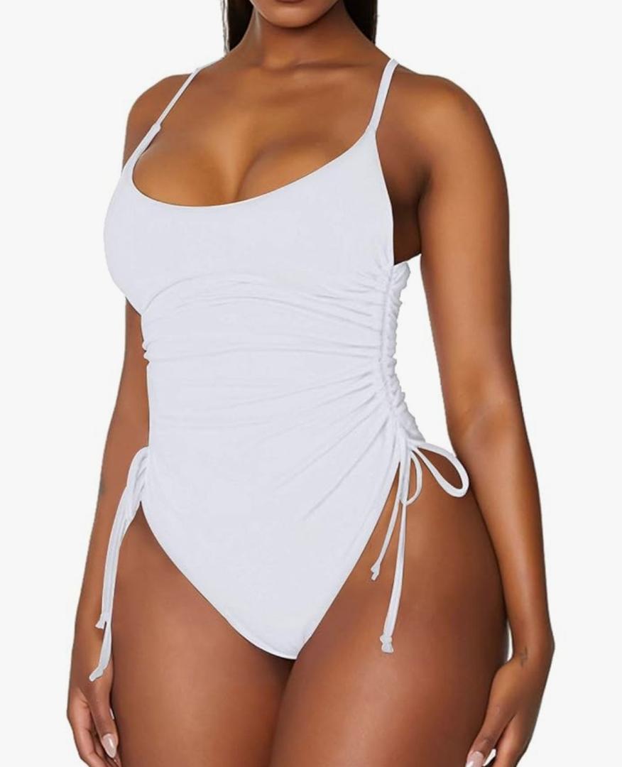 Viottiset Women's Ruched High Cut One Piece Swimsuit Tummy Control Bathing Suit Monokini, M
