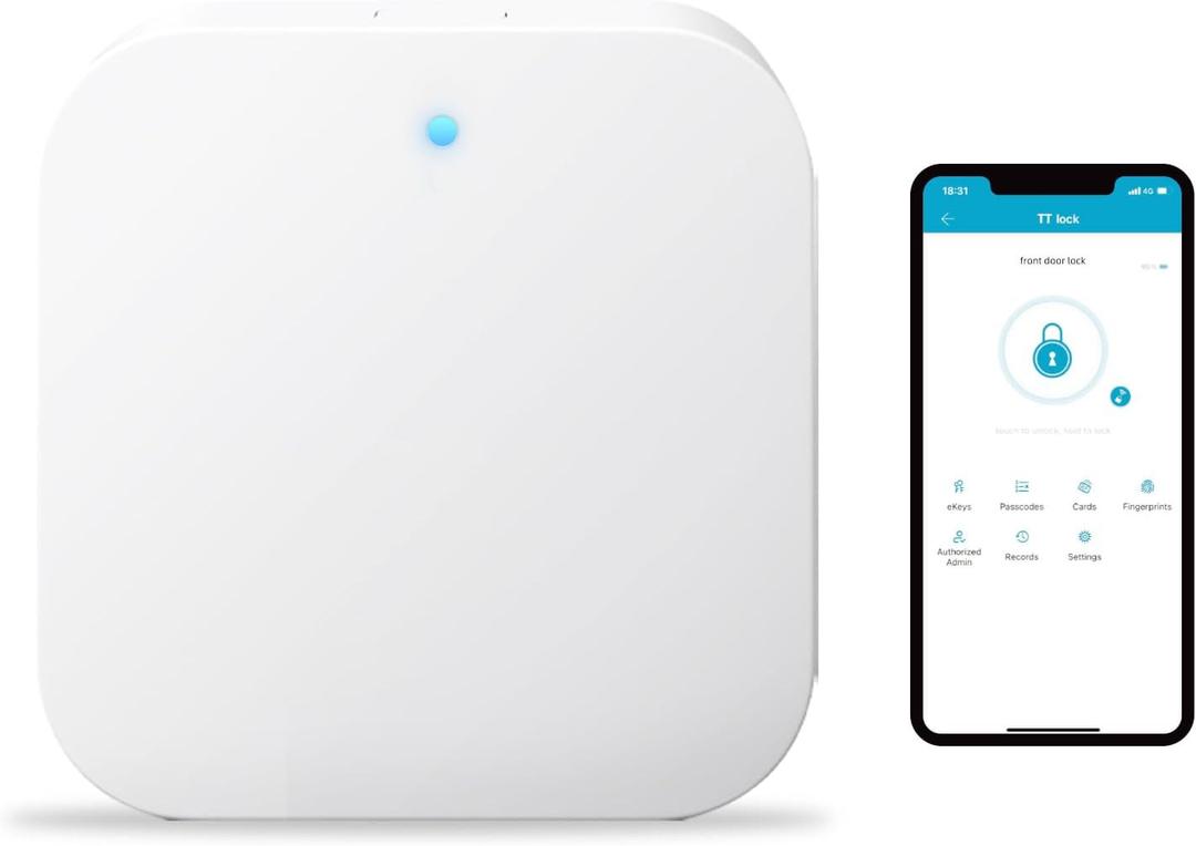 DESLOC G2 Smart Lock WiFi Gateway, Gateway for Smart Door Lock, Wi-Fi Bridge, Remote Control Smart Lock, Compatible with TT Lock APP, Compatible with Alexa, Google Home, White