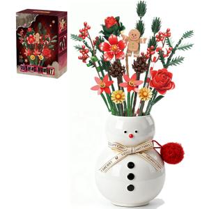 Christmas Flowers Bouquet Building Set, Xmas Rose Flower Building Block Compatible with Lego Flowers - Xmas Gift for Teen - Artificial Flowers Collection Home Decor, 865pcs