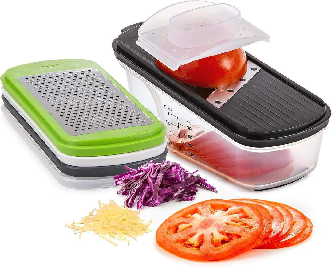 PrepWorks Grate, Slice & Store Set, One Size, Multi-Color  Versatile Food Prep Set with Storage Containers