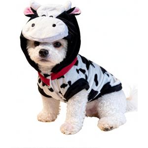 Pet Costume for Small Dogs Cats,Halloween Hoodies Winter Puppy Coat Outfits Funny Pajamas Clothes for Christmas Party,Cow L (L(Bust: 17.72 inch))