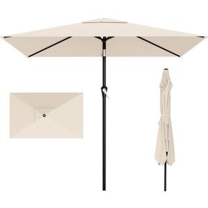 AreShark 6.5' x 10' Rectangular Patio Umbrellas for Outdoor, Outdoor Table Umbrella, Large Outdoor Patio Umbrellas with 6 Sturdy Ribs for Pool, Garden, Deck & Market (Cream-White)