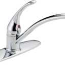 Delta Foundations Chrome Kitchen Faucet, Contemporary 3 Hole Kitchen Sink Faucet, Single Handle, Chrome B1310LF