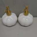 2 x Spherical Soap Dispenser with Pump, Golden Symmetric Pattern Bottle for Liquid soap, Homemade Lotions and Essential Oil, 400ML
