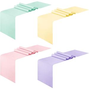 Newwiee 4 Pcs Pastel Table Runner Macaron Assorted Color Seasonal Table Decoration for Holiday Wedding Baby Shower Birthday Party Decoration,12 x 71 Inch, 4 Color