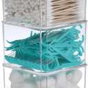 2 x Hipiwe 3 Tiers Acrylic Cotton Swab Organizer Clear Qtip Holder with Lid