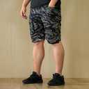 LOOGU Mens Camo Cargo Shorts Quick-Dry Water Resistant Sun Protection Hiking Shorts Men with Multi-Pocket (S)