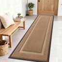 OLANLY Front Door Mat Indoor Outdoor Entrance, Waterproof All-Season, All-Weather Doormat, Sturdy Natural Rubber, Fade Resistant, Low Profile, Easy Clean Patio Porch Entryway Mat, 71x23, Light Borwn