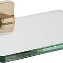 JQK Bathroom Glass Shelf, Tempered Glass Shower Storage 8 by 5 inches, 304 Stainless Steel Champagne Bronze Wall Mount, TGS201L8-CB