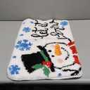 Drydiet 2 Pcs Christmas Bathroom Rugs Set Soft Plush Christmas Snowman Bath Mat Non-Slip Backing Washable Absorbent for Bathroom Decorative Carpet Xmas Winter Indoor Party Favors Decor 20 x 47 Inch