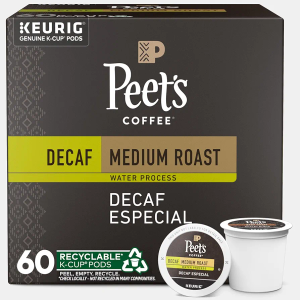 Peet's Coffee, Medium Roast Decaf Keurig K-Cup Pods, Decaffeinated Arabica Coffee - Decaf Especial 60 Count (6 Boxes of 10 K-Cup Pods)BBD:2/9/2026