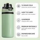 BJPKPK 17oz Insulated Water Bottle with 2-1 Straw Spout Lid, Stainless Steel Metal Water Bottles with Carry Handle, BPA Free, Leak-Proof, Fits in Car Cup Holder, Thermo for Sports,Macaron Green