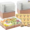 YTAXZ 7x5x2.5 Charcuterie Boxes with Clear Lids, Large Disposable Bakery Dessert Boxes, Bakery Take Out Containers, To Go Food Container for Chocolate, Sandwich, Cookie, Cupcake, Pastries (50, Brown)