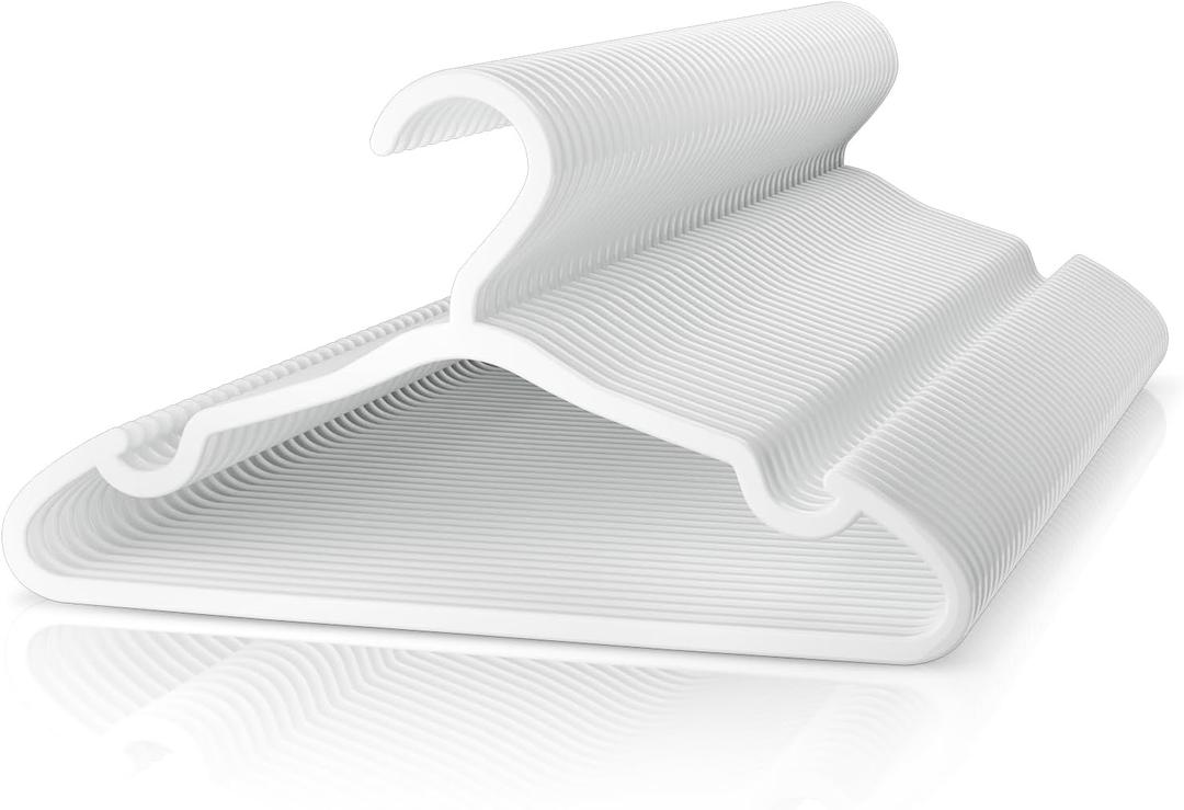Plastic Kids Hangers - 50 Pack Non-Slip Baby Clothes Hangers for Closet, Toddler & Newborn Clothing Pants, Skirts, Coats (White)