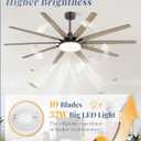 72 inch Large Oil Rubbed Bronze Ceiling Fans with Lights and Remote, Indoor/Outdoor Farmhouse Ceiling Fan with 10 Blades, 32W LED light 3 CCT, 6 Speed Reversible Quiet DC Motor, Dual Finish Blades