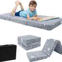 MeMoreCool Foldable Floor Mattress for Kids, Toddler Floor Nap Mat for Sleeping Daycare, Small Child Foldable Mattress Floor Bed, Trifold Futon Portable Tri Folding Mattress, Glow 63x26 Inch (Star)