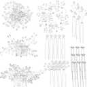 Maitys 44 Pieces Wedding Hair Accessories Faux Pearl Crystal Comb Clips U-shaped Flower Rhinestone Silver Pearl Hair Pieces for Prom Bride Bridesmaid(Delicate Style)