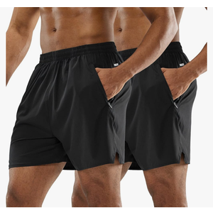MIER Men's Athletic Shorts 5 Inch Lightweight Running Workout Gym Shorts with Zipper Pockets, 2 Pack,XL