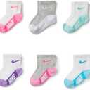 Nike Kids' 6-Pack Baby/Toddler Socks (2-4T, White/Multi)