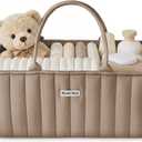 Blissful Diary Baby Diaper Caddy Organizer, Stylish Storage Basket for Newborn Essentials and Diaper Station, Gift for Baby Shower and Registry Must-Have, Mocha Brown