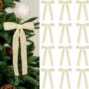16Pcs Velvet Bows 5x7 Inch Christmas Tree Ribbon Bow for Gift Wrapping, Wreath, Garland, Fireplace, Staircase, Window, Cabinet, DIY Crafts, Holiday Wedding Home Decoration (Cream White)