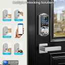 Veise VE07-L Fingerprint App Control Smart Locks with Heavy-Duty Zinc Alloy Handles, Keyless Entry for Front Door, Digital Electronic Touchscreen, Auto Lock, Waterproof, Easy Install, Satin Nickel