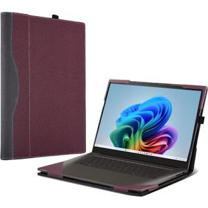Laptop Case for ASUS Zenbook S16 (UX5606 UM5606 UM5606WA)[Note Other Models] All Inclusive Drop Case 16" PU Leather Protective Laptop Bag Detachable Shell (Wine red)