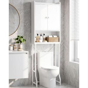 Kitsure 68.1"H Over Toilet Storage Cabinet, Magnetic Door, Adjustable Shelf, 3 Tiers