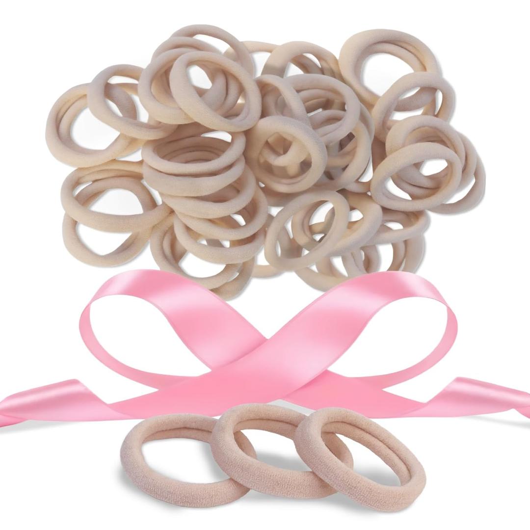 Hair Ties 100 Pack No Damage, Seamless Hair Bands Elastics Hair Accessories for Curly and Thick Heavy Women Girls (Blonde)