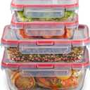 Pyrex Freshlock (4Pack) Mixed Sized Glass Food Storage Containers Set, Airtight & Leakproof Plastic Locking Lids BPAFree, Meal Prep Containers Set, Freezer Dishwasher Microwave Safe