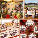 123pcs Derby Day Party Decorations Kentucky Horse Racing Tableware Set Run for the Roses Party Supplies Include Paper Plate Cup Napkin Tablecloth Banner Hanging Swirls Bolloons Topper/Serves 20
