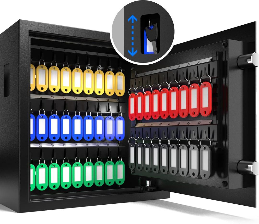 XDeer 45-Key Lock Box with Deposit Slot & LED Light, Wall Mount Key Cabinet for Hotels & Offices