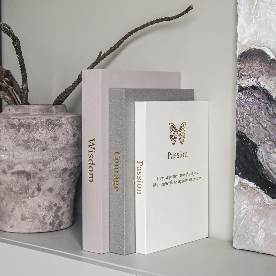 Decorative Books for Home Decor - Decorative Books for Coffee Table, Linen - Minimalist - Aesthetic - Fake - Faux Books for Decoration, Photo Storage and Keepsake Box, Motivational Animal Theme