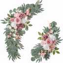Wedding Arch Flowers (Pack of 2), Artificial Dusty Rose Flowers for Wedding Welcome Signs Decorations and Arch Flower for Wedding Ceremony Reception (Dusty Rose & Blush)