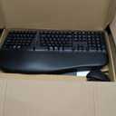 MEETION Ergonomic Keyboard and Mouse, Wireless Keyboard with Vertical Mouse, Split Curved Keyboard with Wrist Rest, Natural Typing USB Receiver Rechargeable Full Size, Windows/Mac/PC/Laptop, Large