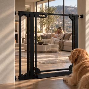 Clear Acrylic Baby Gate, 30.7" Tall, 29.5-37.8" Wide, Black