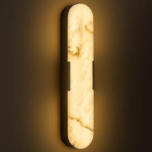 Alabaster Vanity Wall Sconces 20" Spanish Natural Marble Black Wall Lights Indoor Mid Century Wall Lighting Modern Bathroom Alabaster Wall Lamps for Bedroom Porch Stairway (Black-1 Pack)