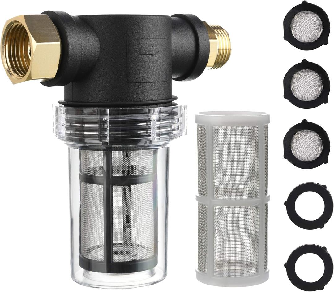 M MINGLE Garden Hose Filter for Pressure Washer inlet Water, Inline Filter for Sediment, 40 Mesh Screen, Extra 100 Mesh