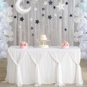 Suppromo White Tulle Table Skirts for Rectangle Tables 6ft for Wedding Birthday Party Bridal Shower White Tutu Ruffle Table Cloth for Cake Dessert Buffet Banquet Dinner Table Decorations (72" x 30" (6FT))