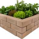 Raised Garden Bed, Brick Style Planter Box, 24" x 8" Polyurethane Garden Bed Panels, Modular Design for Curved or Straight Layouts, Lightweight & Weather Resistant, 4 Panel Pack