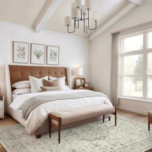 LIVEBOX Washable Area Rug 6x9 Rugs for Living Room Dining Room Under Table, Non-Slip Boho Indoor Carpet for Bedroom, Low-Pile Farmhouse Soft Carpets for Nursery Room Playroom, Taupe