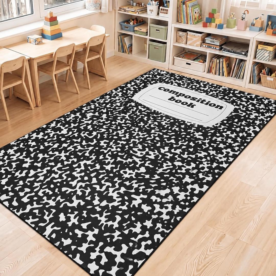 7 x 3 ft Large Composition Notebook Classroom Rug School Gift, 2'11" x 6'10"