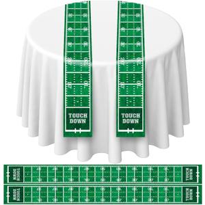 Mindsoft 6 Pcs Football Party Table Runner 60 x 6 Inch Sports Tablecloth Runner Football Field Tablecloth Striped Table Cover for Sports Party Dining Room