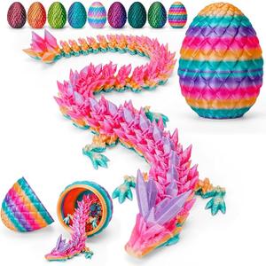 Efilra 3D Printed Dragon Egg, Magnetic Dragon Eggs with Dragon Inside, Easter Basket Stuffers, Easter Eggs 3D Dragon Toys Gifts for Kids 5-7, Crystal Dragon Egg Fidget Toys, Candy Color 